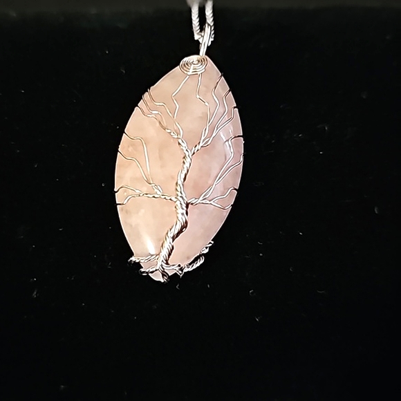 Tree of life, Rose Quartz Silver tone necklace and pendant. NEW! - Picture 3 of 8